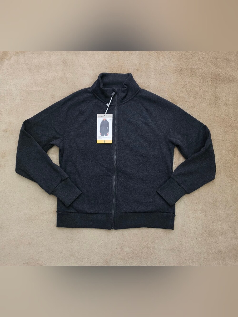 Mondetta Women's Dark Gray Fleece Full Zip Sweater Size Small